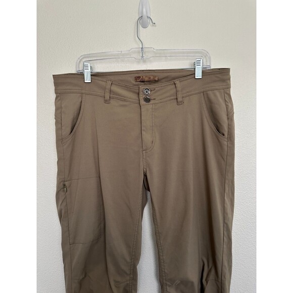Prana Halle Pant Straight Leg Cargo Convertible Capri Beige Hiking Women Size 12 - Picture 3 of 11